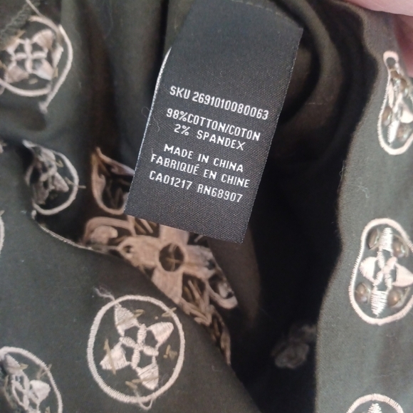 Y2K Le Chateau Dress Womens XL Dark Olive Green Boho Gypsy Celtic Embrodery Midi - Picture 8 of 10